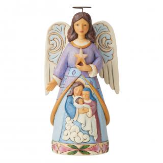 Anioł Szopka Święta Rodzina Starlit Serenity (Angel with Holy Family Figurine) 6004245 Jim Shore figurka ozdoba świąteczna gwiazdor