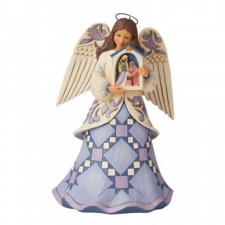 Anioł z szopką "Narodził się Zbawiciel" 6008922 Jim Shore figurka ozdoba świąteczna