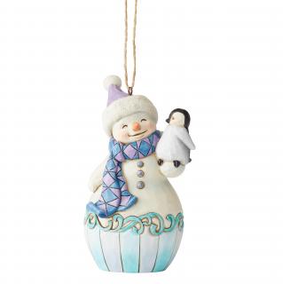 Bałwanek i pingwin Pingu bajkowa zawieszka Snowman with Baby Penguin (Hanging Ornament) 6004314 Jim Shore figurka ozdoba świąteczna