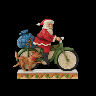 Mikołaj na rowerze figurka artysty 6010818 Jim Shore figurka Mikołaj  rower pies rowerzysta prezenty rowerze