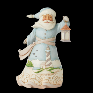 Mikołaj z latarnią morską figurka artysty 6010806 Jim Shore figurka  Mikołaj prezent latarnia morska morze plaża niebieski