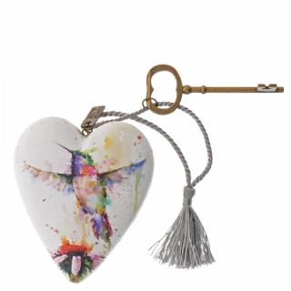 Serce zawieszka "Jestem ptakiem w Twoim sercu" Hummingbird Art Heart 1003480215 figurka ozdoba serce