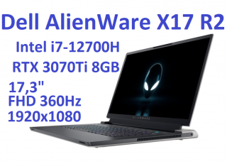 DELL Alienware X17 R2 i7-12700H 16GB 512 SSD 17,3 FHD 1920x1080 360Hz GeForce RTX3070Ti 8GB WiFi BT Kam Win11PL gw12mc