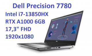Stacja Graficzno-Robocza DELL Precision 7780 i7-13850HX 32GB 1TB SSD 17,3" FHD 1920x1080 RTX A1000 6GB KAM WiFi BT W11PRO gw12mc