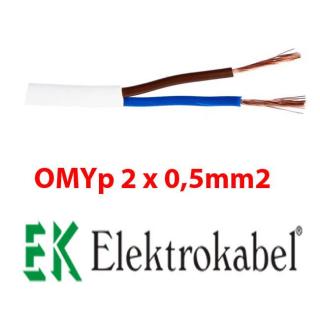 Elektrokabel OMYp 2x0,5mm2 biały 1m H03VVH2-F kabel przewód płaski 300/300V