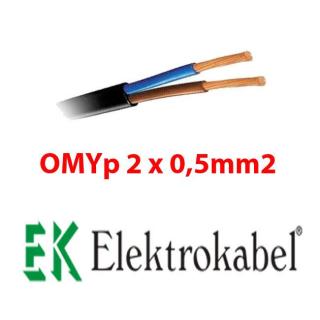 Elektrokabel OMYp 2x0,5mm2 czarny 1m H03VVH2-F kabel przewód płaski