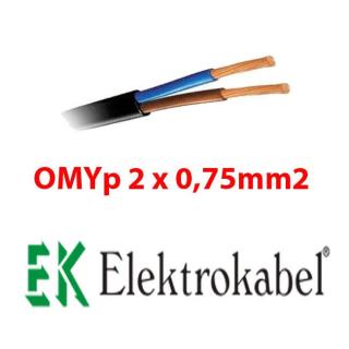 Elektrokabel OMYp 2x0,75mm2 czarny 1m H03VVH2-F kabel przewód płaski