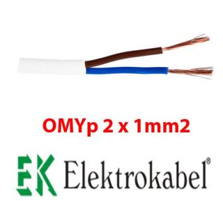 Elektrokabel OMYp 2x1mm2 biały 1m H03VVH2-F kabel przewód płaski 300/300V