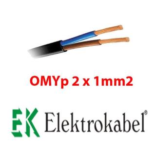 Elektrokabel OMYp 2x1mm2 czarny 1m H03VVH2-F kabel przewód płaski 300/300V