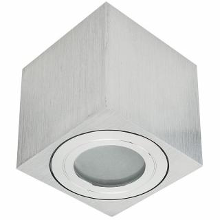 Oprawa sufitowa ERMETICO-K-S srebrna szczotkowana kwadrat 1xgu10 natynkowa nad prysznic hermetyczna ip44 łazienkowa