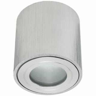 Oprawa sufitowa ERMETICO-O-S srebrna szczotkowana okrągła 1xgu10 natynkowa nad prysznic hermetyczna ip44 łazienkowa