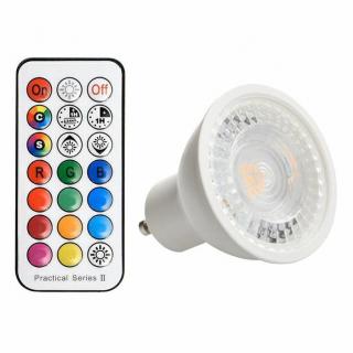 Żarówka gu10 led RGBNW 3,7W (3,7W RGB + 3,7W NW) rgb + neutralna biała z pilotem