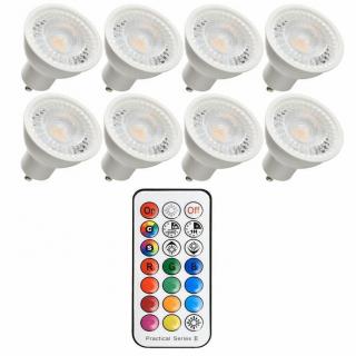 Zestaw 8 x żarówka led gu10 3,7W RGBWW + pilot