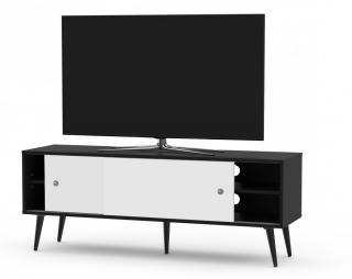 Drewniana szafka rtv SONOROUS RETRO RTRA-140-BLK-WHT  szerokość 140 cm