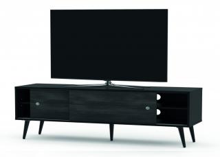 Drewniana szafka RTV w stylu RETRO SONOROUS RTRA-180-BLK-BNW szerokość 180cm