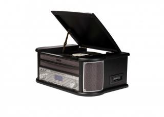 Gramofon Denver MRD-51 Retro, CD, USB, kaseta, radio FM i DAB, czarny
