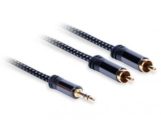 Kabel Jack 3,5 mm - 2xRCA (M) stereo,  Długość: 1,5m AQ Premium