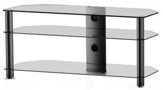 Sonorous NEO3130-C-HBLK - Szkło przeźroczyste , aluminium czarne) Stolik rtv pod telewizor lcd