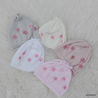 Czapeczka do chrztu wiosenna 39- 42