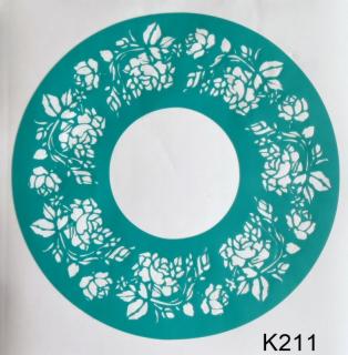 Szablon samoprzylepny -K211 róże  w kole 20x20