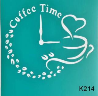 Szablon samoprzylepny K214 zegar  coffe 17x17