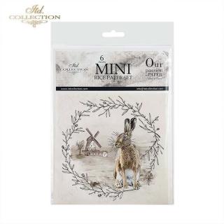 Zestaw papierów ryżowych mini  RSM052 Zajączki