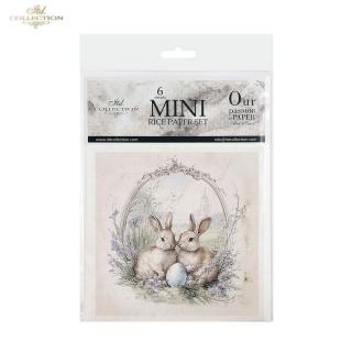 Zestaw papierów ryżowych mini  RSM157 Zajączki
