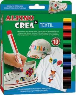 Alpino Crea Textil flamastry do tkanin 10 kolorów