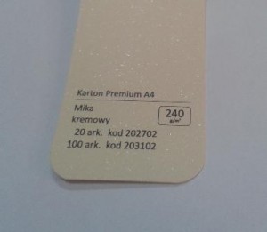 Karton Premium A4 Mika Kremowy 20 ark./op. 240 g/m2