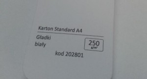 Karton Standard A4 Gładki Biały 20 ark./op. 250 g/m2