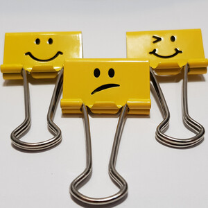 Klip Biurowy Metalowy Żółty Emoji 32mm