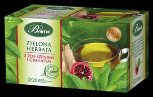 Herbata Bi Fix zielona z żeń-szeniem i granatem/ 20 torebek w kopertac