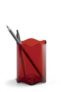 Pojemnik na długopisy TREND przezroczysty czerwony