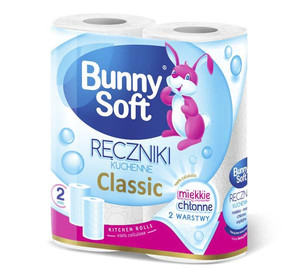 Ręcznik kuchenny Bunny Soft 2-warstwowy, celulozowy, biały / 2 szt.