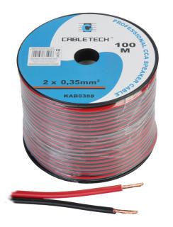 Kabel głośnikowy CCA 0.35mm czarno-czerwony 100m