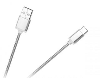 Kabel USB - wtyk typu C - M-Life - srebrny ML0800S