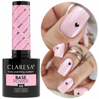 Claresa Baza hybrydowa do paznokci POWER 08 base coat perłowa baza budująca