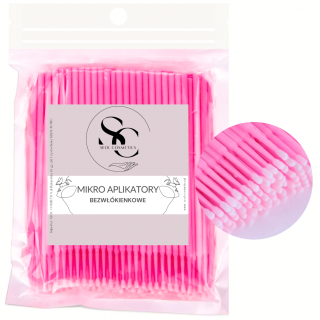 Mikro aplikatory bezwłókienkowe 100szt różowe Seol Cosmetics