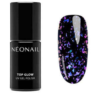 Neonail hybrydowy Top Glow Violet Aurora Flakes