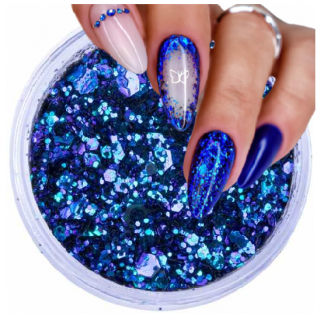 Pyłek do paznokci GLITTER BOMB Blue Effect 06 niebieski efekt princess nails
