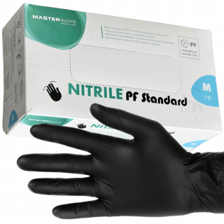 Rękawiczki Nitrylowe CZARNE BLACK M 100sztuk bezpudrowe bezlateksowe gloves