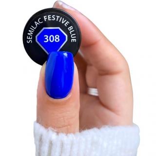 SEMILAC 308 FESTIVE BLUE Lakier hybrydowy 7ml