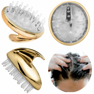 Szczotka masażer peeling mycie głowy Gold złota silikonowa do włosów