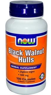 Black Walnut Hulls - Czarny orzech 500mg 100kaps - Now Foods