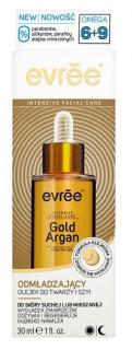 Gold Argan Odmładzający olejek do twarzy i szyi do skóry suchej i mieszanej Omega 6+9 30ml - Evree