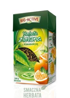 Herbata Zielona liściasta z owocem pomarańczy 100g – Big-Activ Herbata Zielona liściasta z owocem pomarańczy – Big-Activ