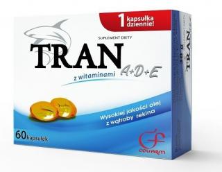 Tran z witaminami A+D+E 60kaps - Colfarm