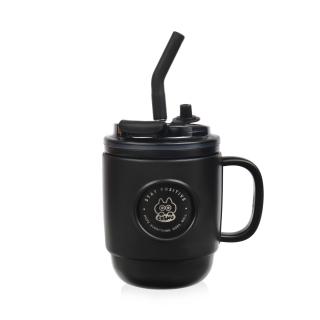 Kubek termiczny ze słomką Casno Booker 450 ml czarny >> Szybka wysyłka >> Zwrot do 30 dni >> NIE CZEKAJ!