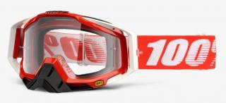 Gogle 100% RACECRAFT FIRE RED (Szyba Przezroczysta Anti-Fog, LT 88%-92% + 10 Zrywek) (NEW+)