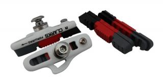 Klocki hamulcowe CLARK'S CPS240 SZOSA (Shimano, Campagnolo, Warunki Suche i Mokre, Biała estetyczna obudowa) 55mm czarno-czerwone-szare + 2x dodatkowe